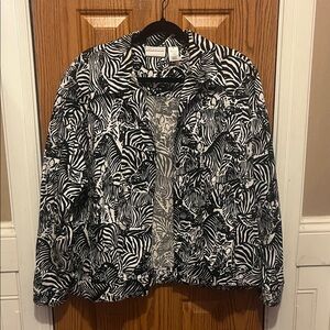 Alfred Dunner Black and White Zebra Bomber Jacket